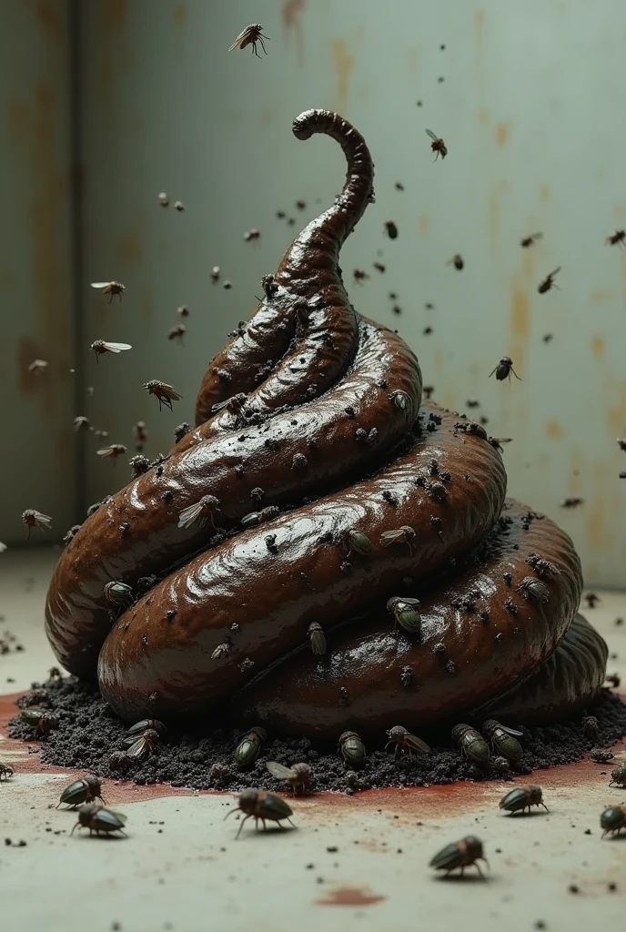 Make a picture of feces full of flies 