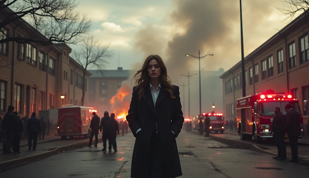 Make an art for my rpg of a character from the press on television with the report: tragedy in school fire