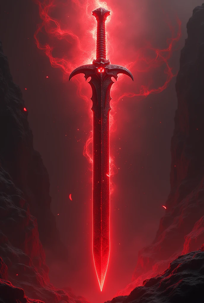 A red demonic sword with blood energies surrounding it