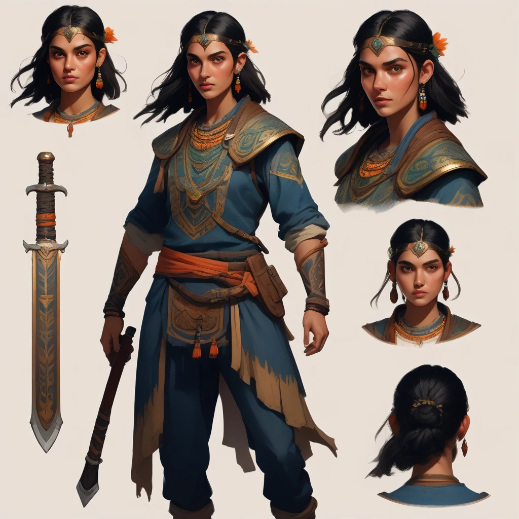 punctuation_9, punctuation_8_High above, punctuation_7_High abovemenino tribal, with piercing eyes and battle scars. short dark hair. neutral background, firm and fearless stance, imposing and practical appearance., reference sheet, (whole body, from sideways, 正面:1.1), Design by PersonagensXL ,high fantasy RPG style, League of Legends-inspired art style, dynamic poses, detailed facial features, cinematic lighting, dramatic atmosphere, gritty realism, masterpiece, best quality, ultra-detailed, Valuing