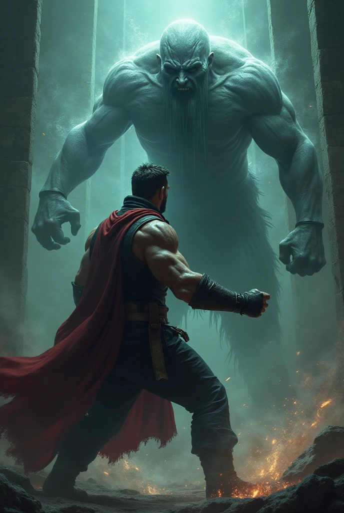 Man fighting a slanderman 