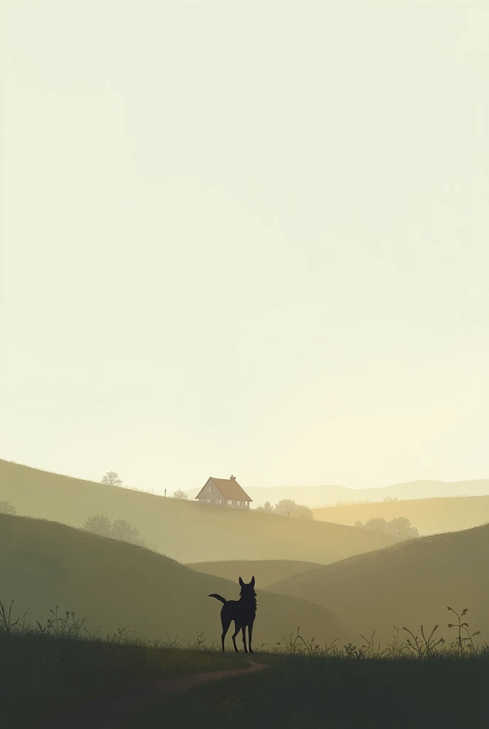 A dog and a house far away from each other