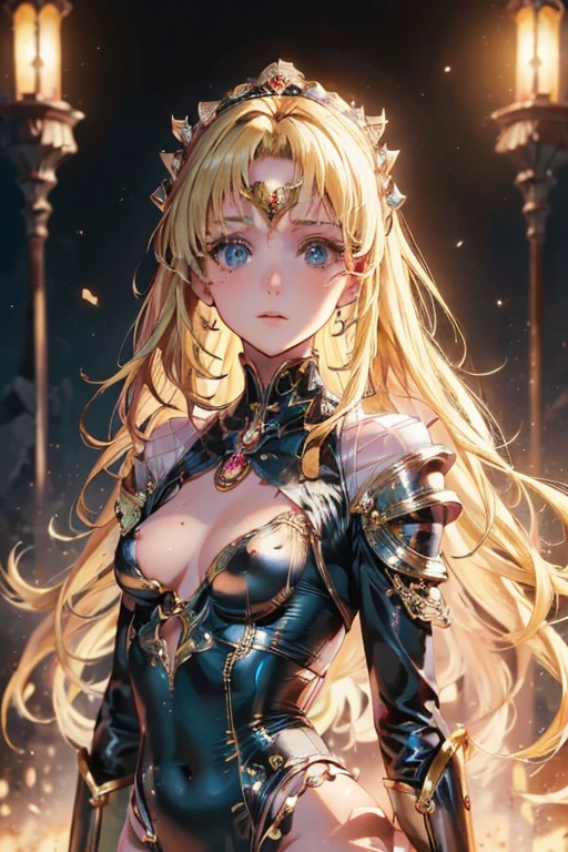 ((best quality)), ((masterpiece)), (detailed), 1girl, Sailor Moon (big forhead:1.2),extremely detailed cute anime face, (((flat chest))), (flat chest:1.1),((((blonde hair)))),intricate eyes,beautiful detailed eyes,symmetrical eyes,(((detailed face))),beautiful detailed lips, dynamic pose, looking at this, resolved, resolute, highres,(best quality),(ultra detailed,extremely detailed),perfect face details, ((masterpiece:1.4, best quality))+, (ultra detailed)+, slim body, skinny, prominent collarbones, skinny arms, flat stomach, visible hip bones, long hair, blonde hair, white hair, blonde hair, perfect face, Detailed body,Full limbs, perfect face, a beaituful goddess valkyrie enshrined in armour, grand in scale and intricacy, occult aesthetic, occult, detailed and intricate steampunk and detailed gothic, Very dramatic and cinematic lighting, cosmic horror, grim dark, Red and white with a sense of technology, side-lighting, NSFW, Depicting female characters from ethereal anime in a high-quality anime art style, gothic ta, full body, whole body, body