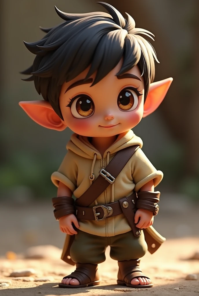 Halfling race male height : 1,00 dark brown hair short hair brown eyes dark white skin age 25
