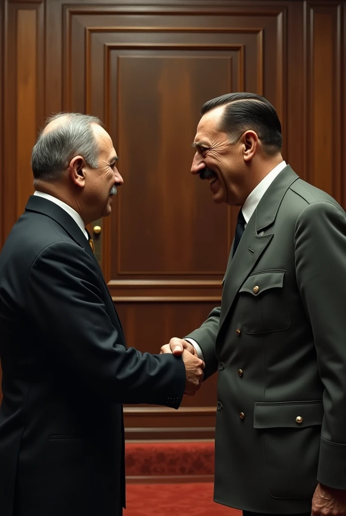 Benyamin Netanyahou serrant la main d'Adolphe Hitler