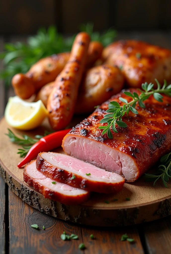 pork fillet, chicken and chorizo; table