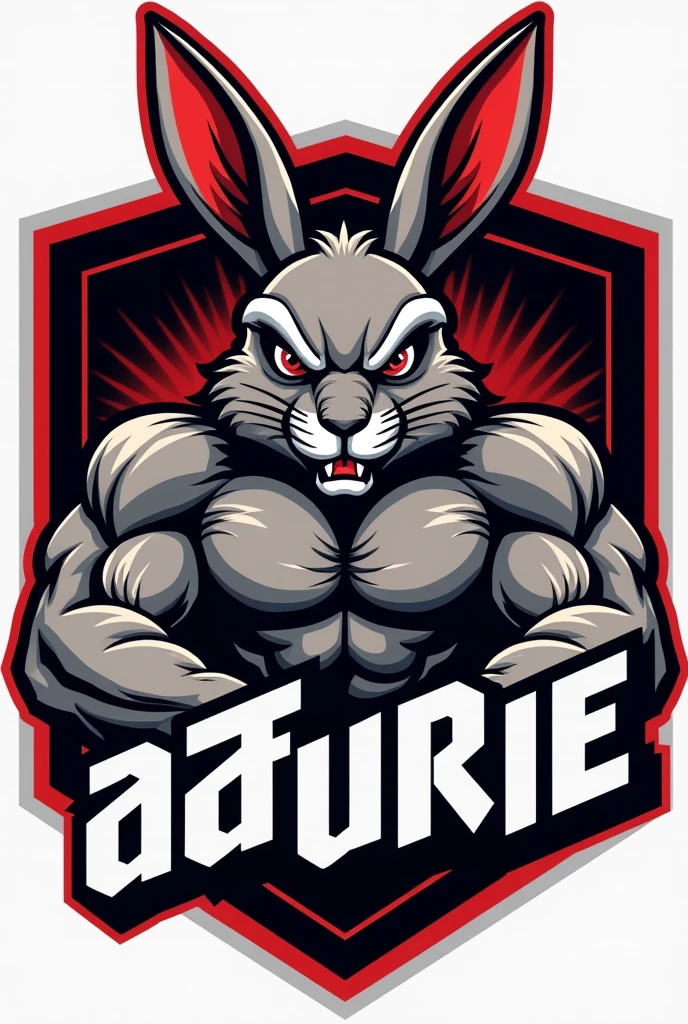 create a college athletic logo with a muscular and angry rabbit written AAAFURIE

