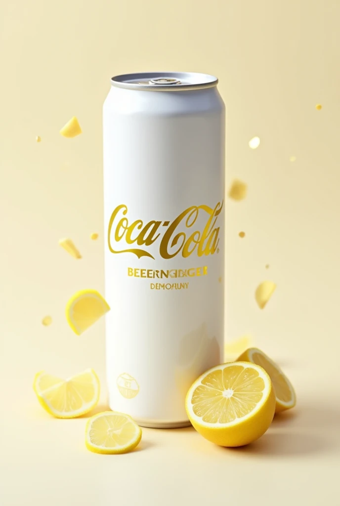 create a white can of coca cola with lemon and ginger flavor