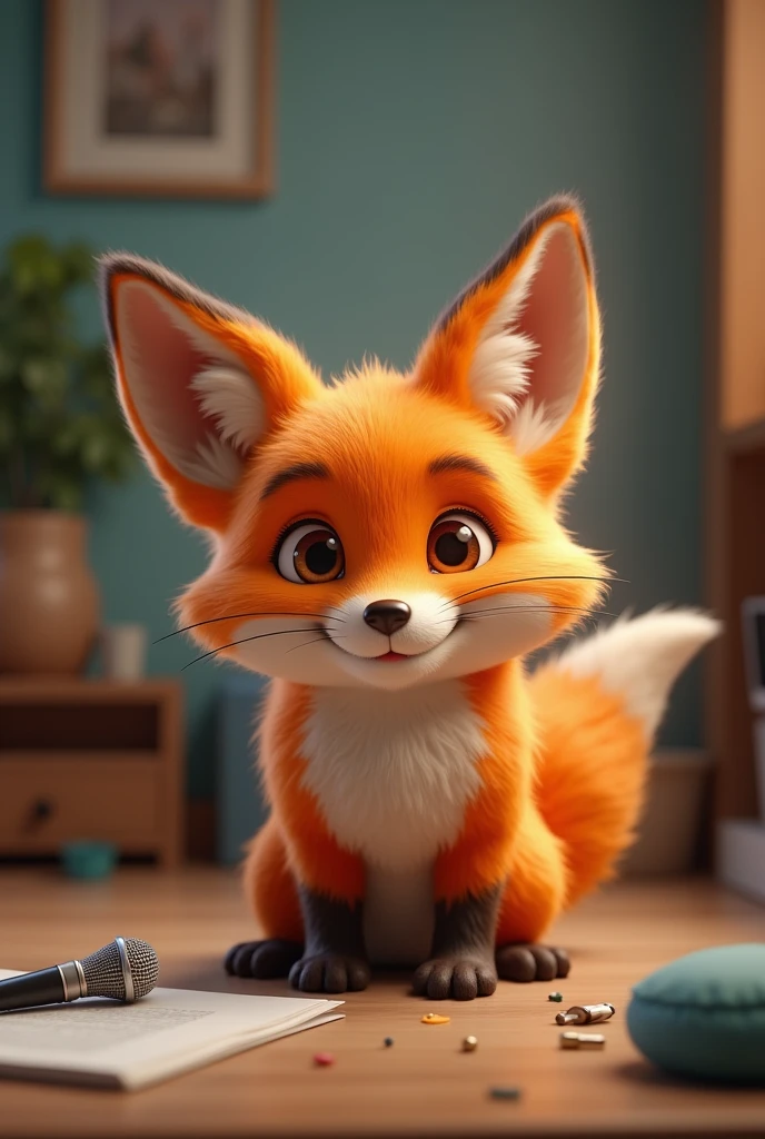 Orange fox with friendly face getting attention by narrating Reddit stories for tiktok