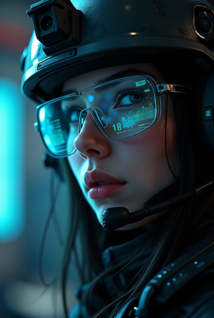 (masterpiece:1.2,highest quality,realist,Photos in RAW format),8 K,wallpaper,Ray tracing,(women),They stand,(美しいwomen),(Wears futuristic tactical glasses:2.0,Tactical data is displayed on the glasses:2.0,Detailed drawing of glasses:2.0),(tactical suit),(Tactical helmet:2.0),(Tactical Headphones),(Microphone for intercom),(A face with attention to detail.,detailed skin texture,beautiful skin),(looking at the camera),(forehead),(face close up:2.0),(The server has crashed:2.0),(darkness:2.0)