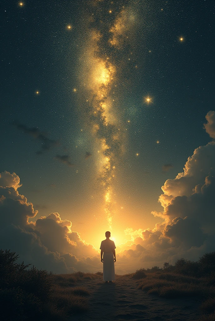 starry sky with a touch of gold and dark