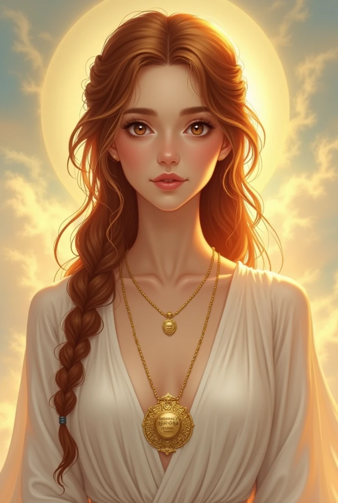 Skin Tone: Fair with a warm, gentle glow.
Hair: Long, wavy auburn hair, often braided or tied back in a modest bun.
Eyes: Soft hazel eyes that radiate kindness.
Clothing: Simple, yet elegant robes in shades of white and gold, representing purity and the warmth of Mara's embrace.
Accessories: A necklace with Mara’s amulet, signifying her devotion.