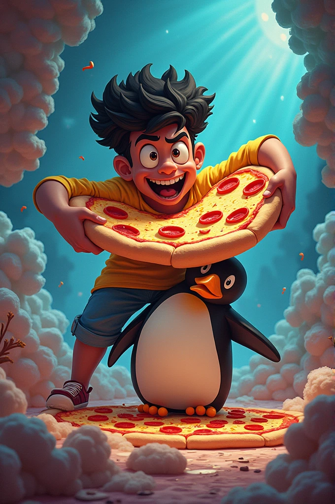 Pizza and javion crushing penguin