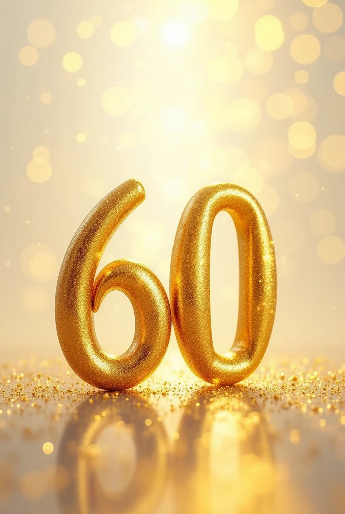 generate an image of the commemorative number 60 in gold with a transparent background