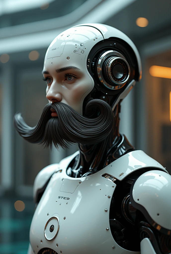 Artificial Intelligence Man With A Full Body Bull Mustache
