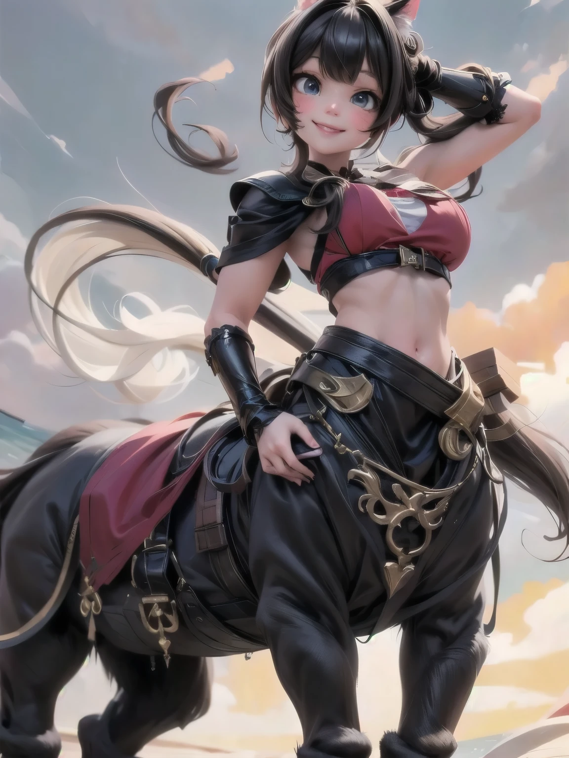 a cute centaur girl smiling