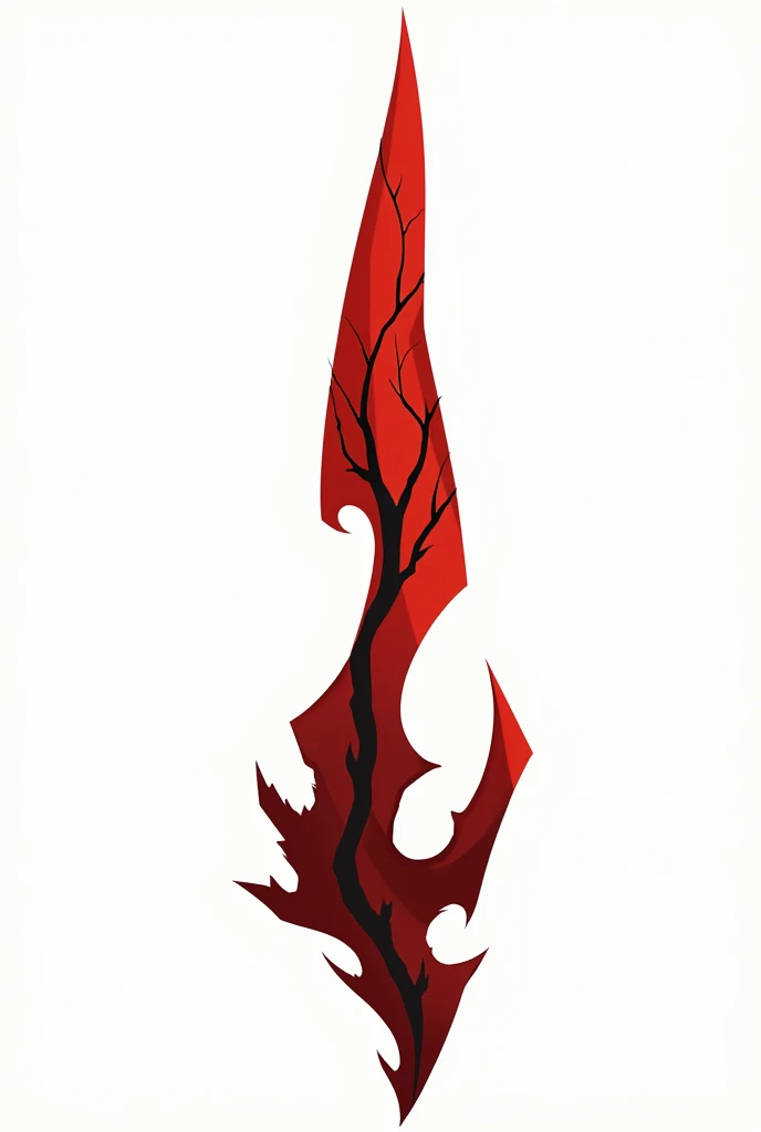 A sword projectile in the style of a vector drawing with clear sharp corners and edges , made of solid blood-colored crystal with vessels of black void stretching along it from below