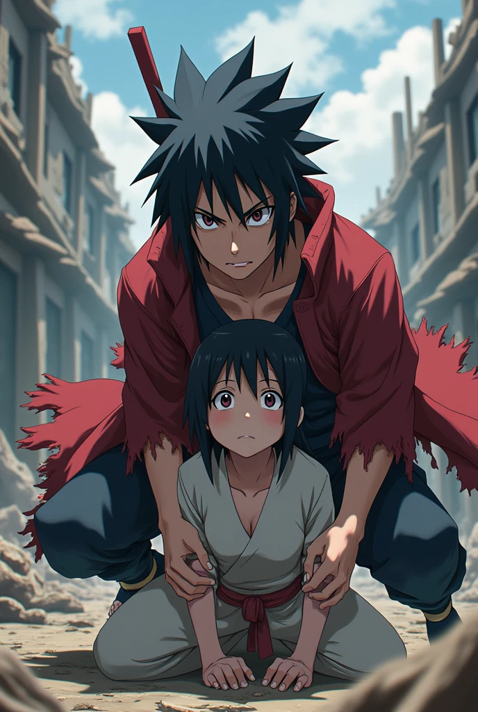 Sasuke defends Sakura who is injured