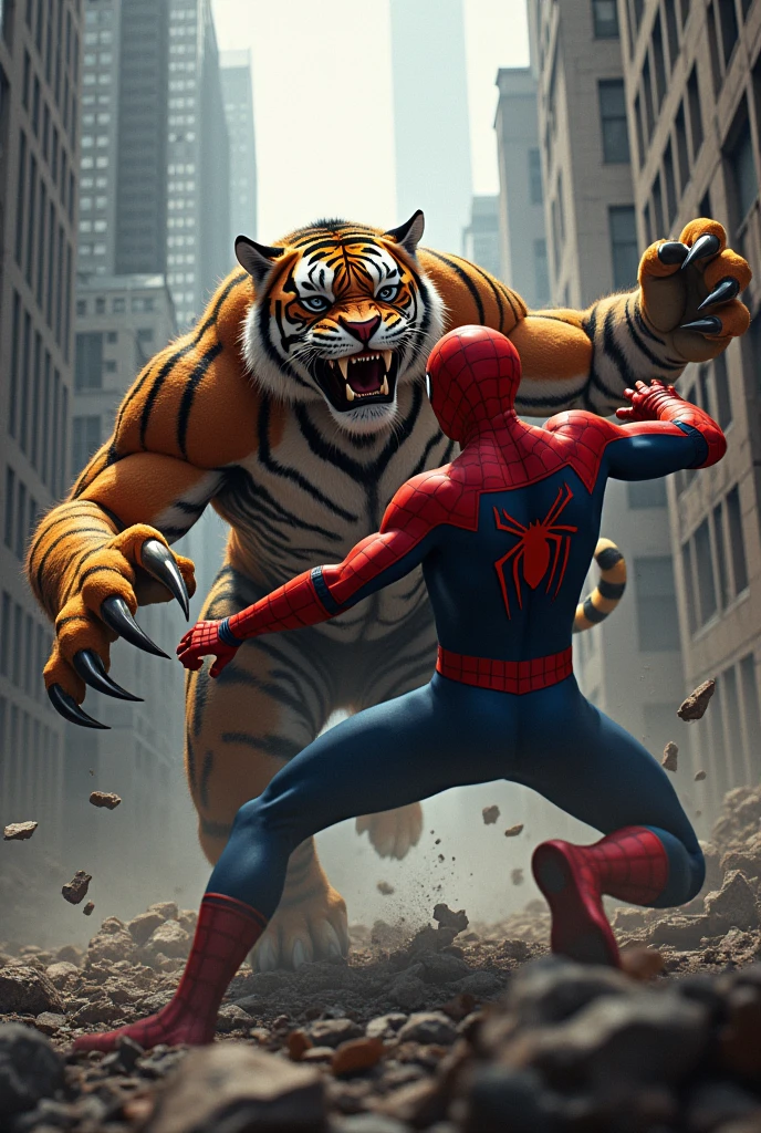 Spider man fight tuger