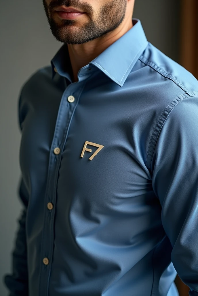 Create a formal collared shirt with F7 branding