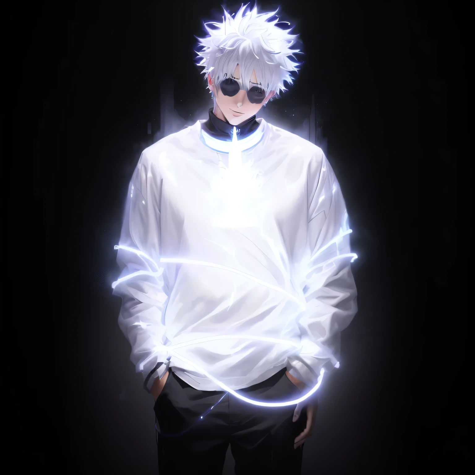 arafed image of a man with a white hair and a white shirt, best anime 4k konachan wallpaper, killua zoldyck, killua zoldyck portrait, ken kaneki, white glowing aura, yoko taro, killua zoldyck black hair, anime wallaper, 4 k manga wallpaper, ghost neon, kaneki ken