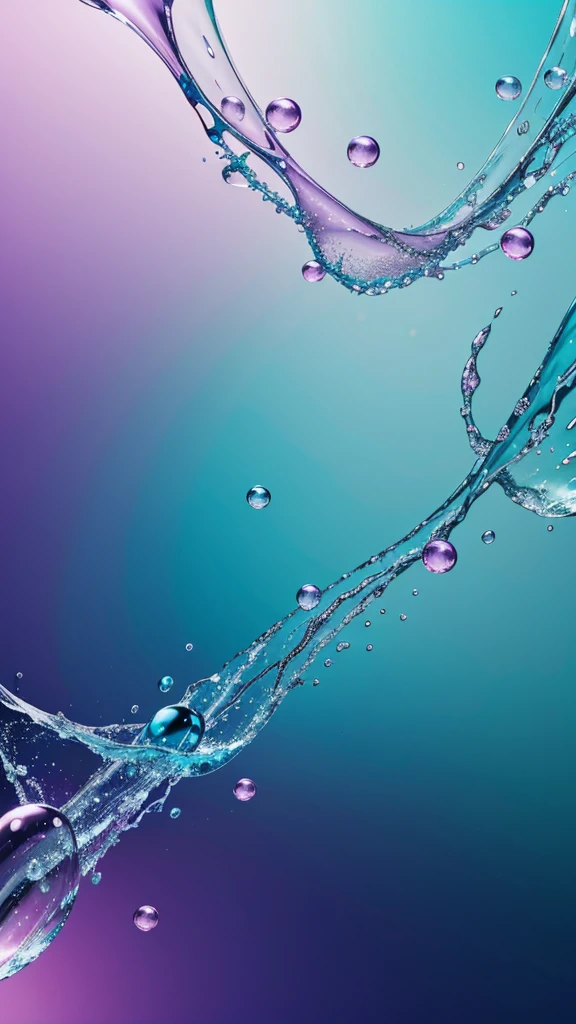 Background wallpaper for your desktop in the form of color shapes like liquid glass with translucent bubbles in the colors of violet, blue, pink,, turquoise, navy blue, sea green, purple, magnificent liquid glass ornaments, connecting plates of glass