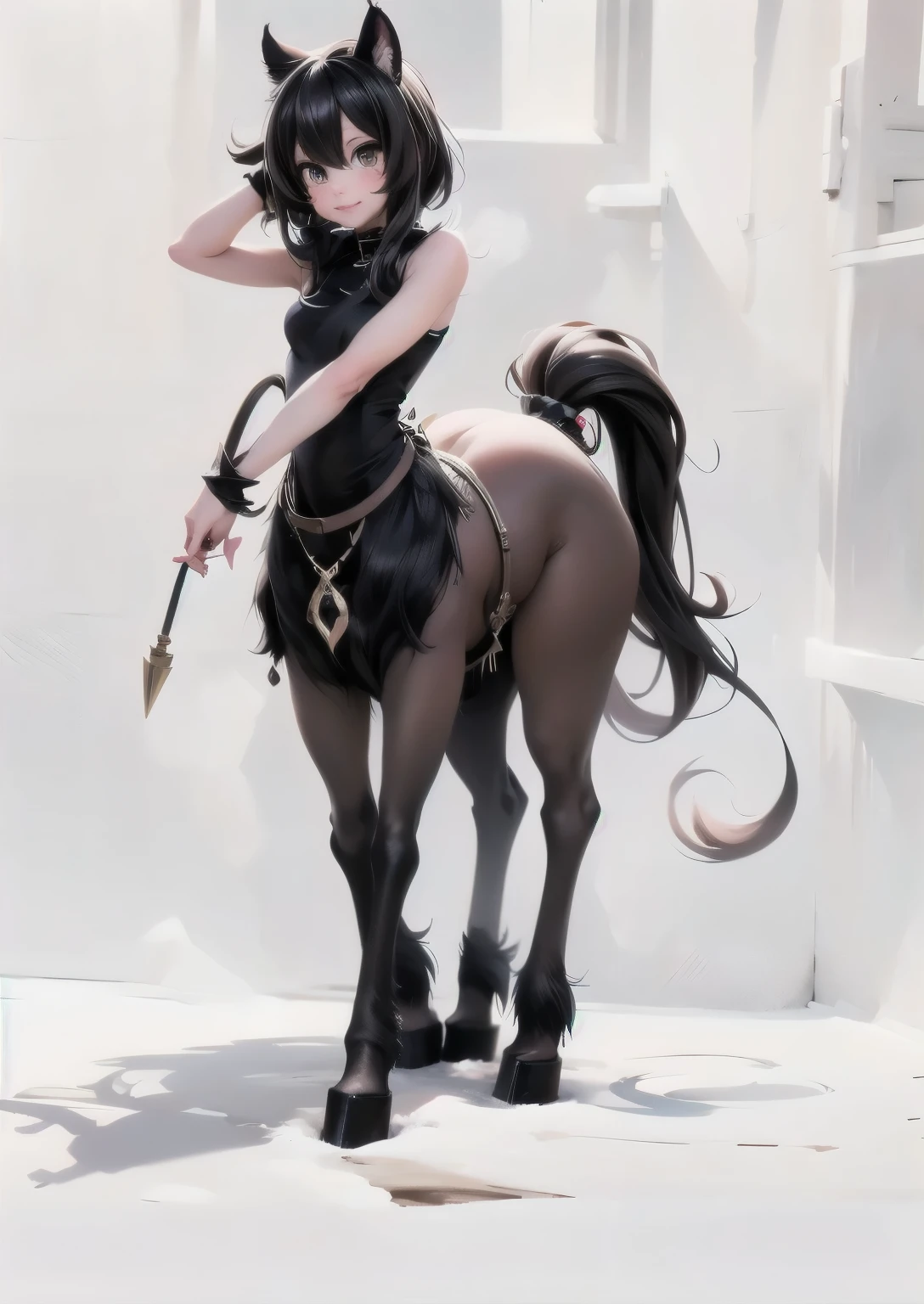 a female centaur, nighttime