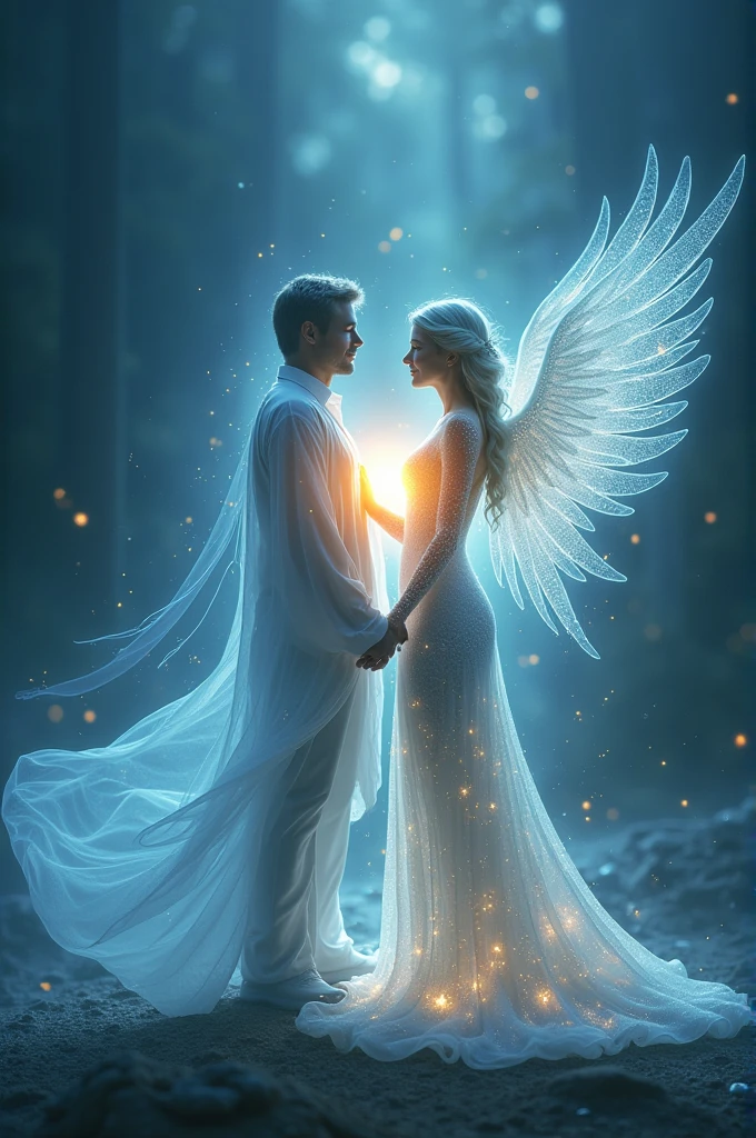 Image of a woman of light and a man with a heart of light