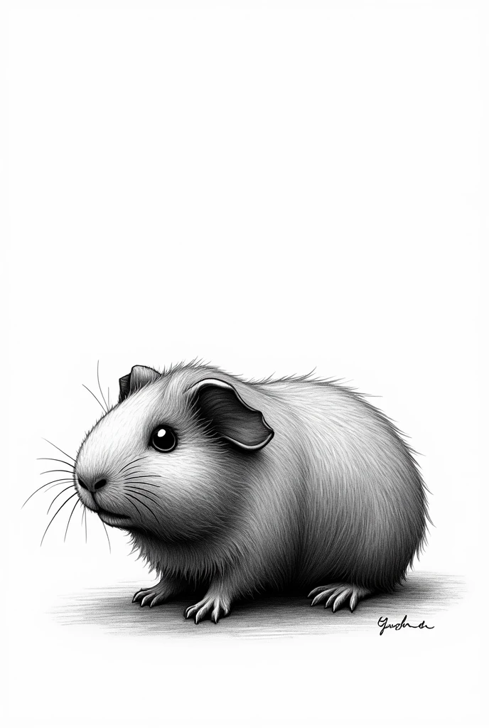 Make a black and white drawing of a guinea pig