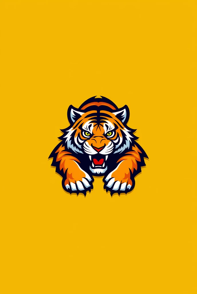 I want you to make a 2D tiger symbol on a yellow background, in this symbol the name: 6D