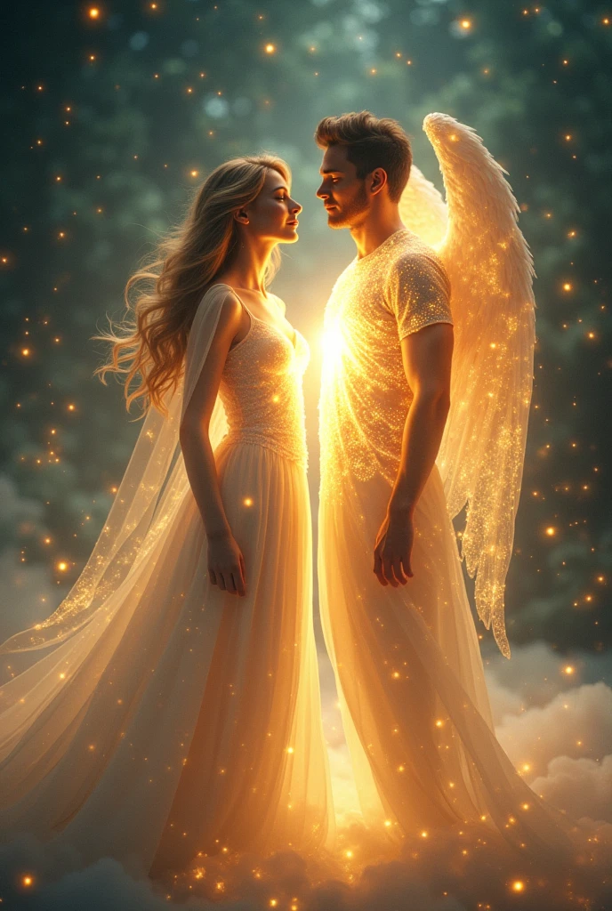 Image of a woman of light and a man with a heart of light