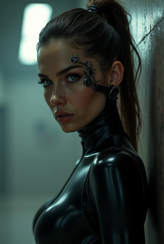 masterpiece, absurdres, best aesthetic, ultra-detailed, science fiction, 1girl, inside tube, specimen tube, floating, submerged, bubble, closed eyes, mechanical parts, hues of blue and black, realistic, photorealistic, masterpiece, best quality, ultra-detailed, (( horror theme)), intricate, detailed, (dynamic angle), body horror, dark vibe, ((horror)), terror, psychological horror, in dungeon, Dark, Darkness, ,black wall, biopunk