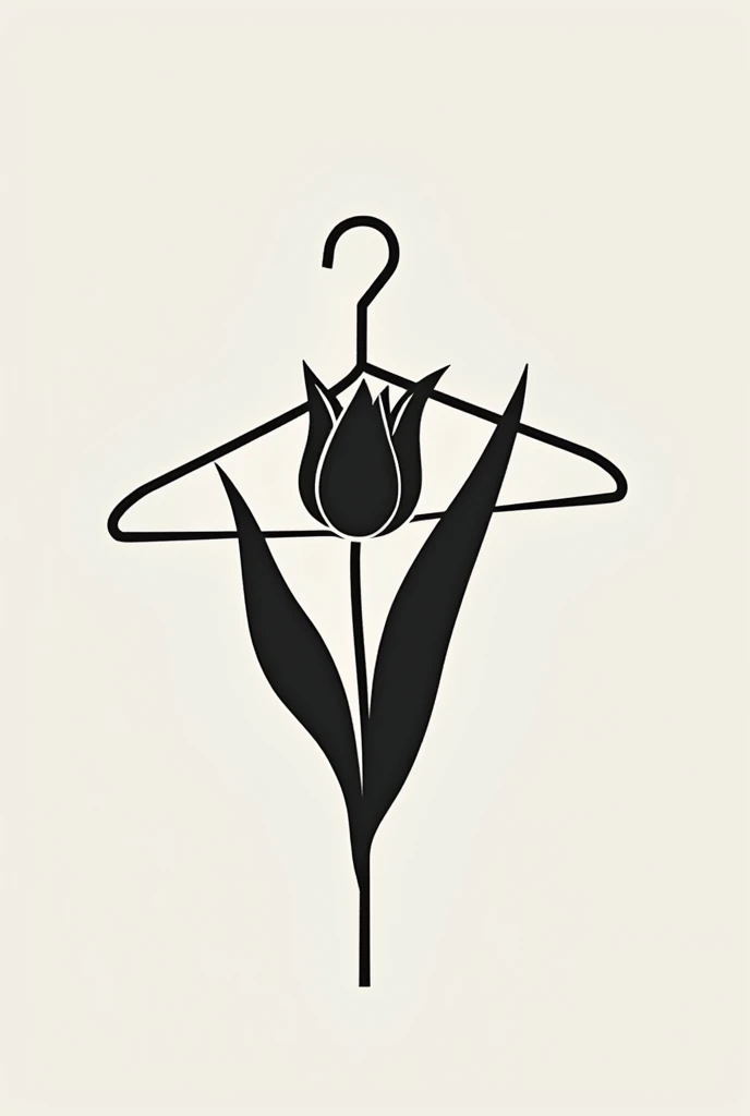 Black and white symbol of a tulip in the shape of a clothes hanger