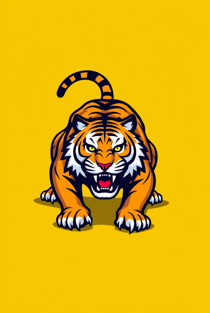 I want you to make a 2D tiger symbol on a yellow background, in this symbol the name: 6D