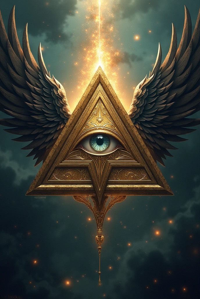 Triangle with eye with wings and a crown
