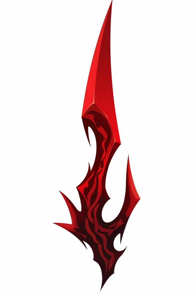 A sword projectile in the style of a vector drawing with clear sharp corners and edges , made of solid blood-colored crystal with vessels of black void stretching along it from below