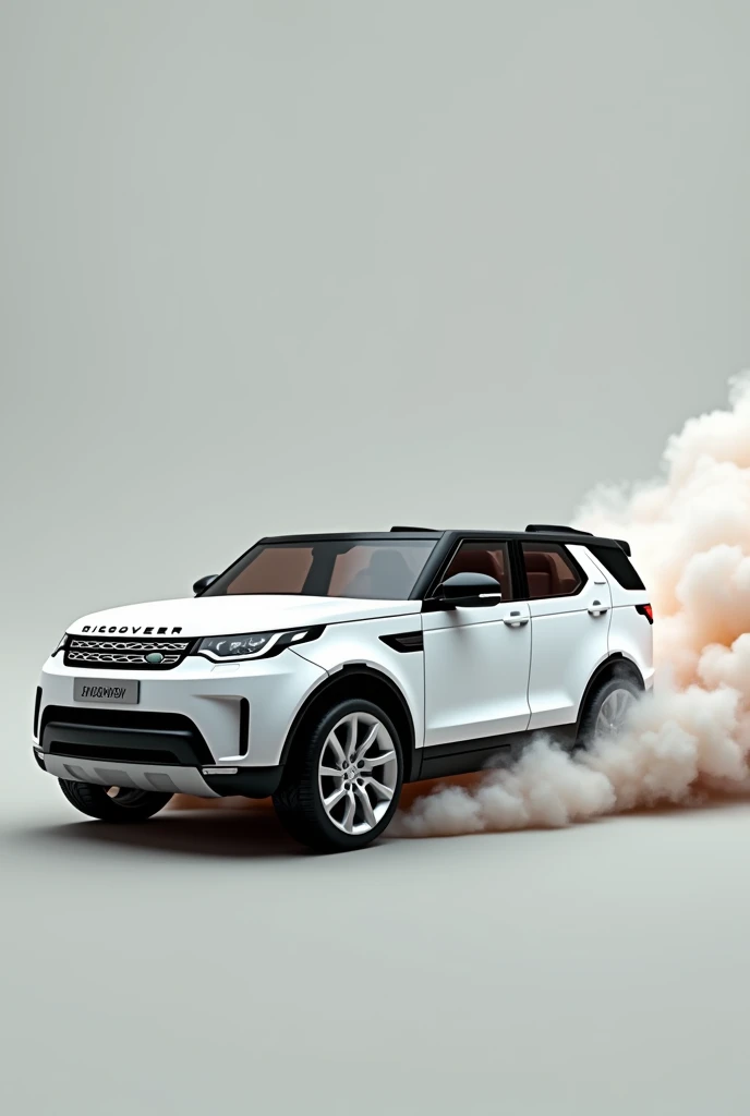Une voiturette d'enfant range rover discovery 12 Volts blanche nacrée qui fait un burnout !