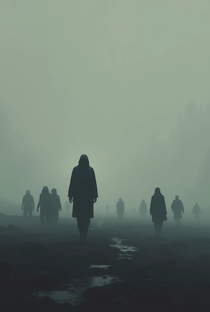 It creates an image of a grey world with aimless people.