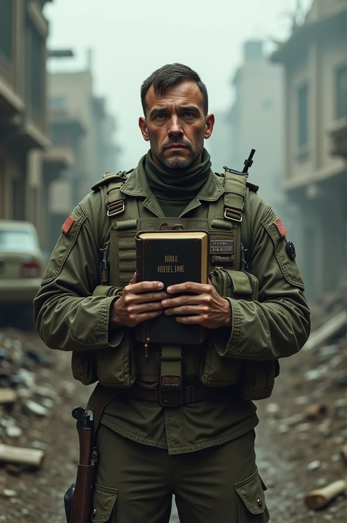 Soldier with a Bible instead of a gun