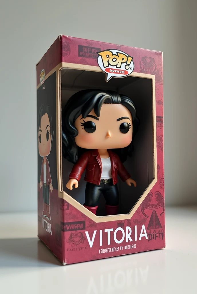 Box with funko pop with the appearance of Jenna Ortega with the name VITORIA