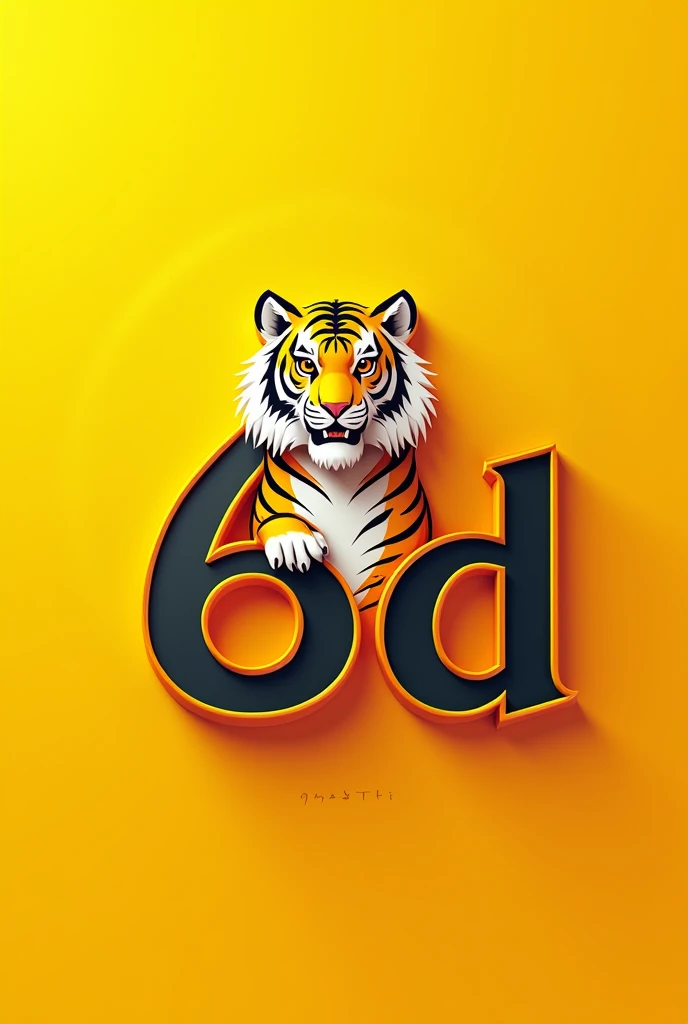 I want you to make a 2D tiger symbol on a yellow background this tiger with the name:6D