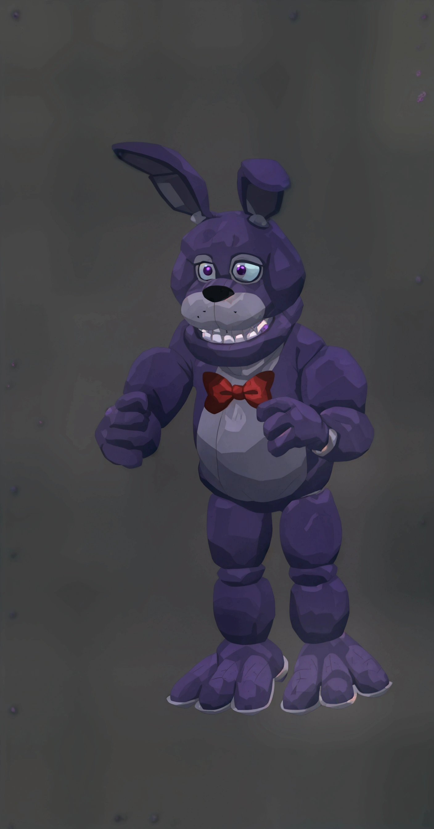 A creepy purple rabbit animatronic (BONNIE FROM FNAF)