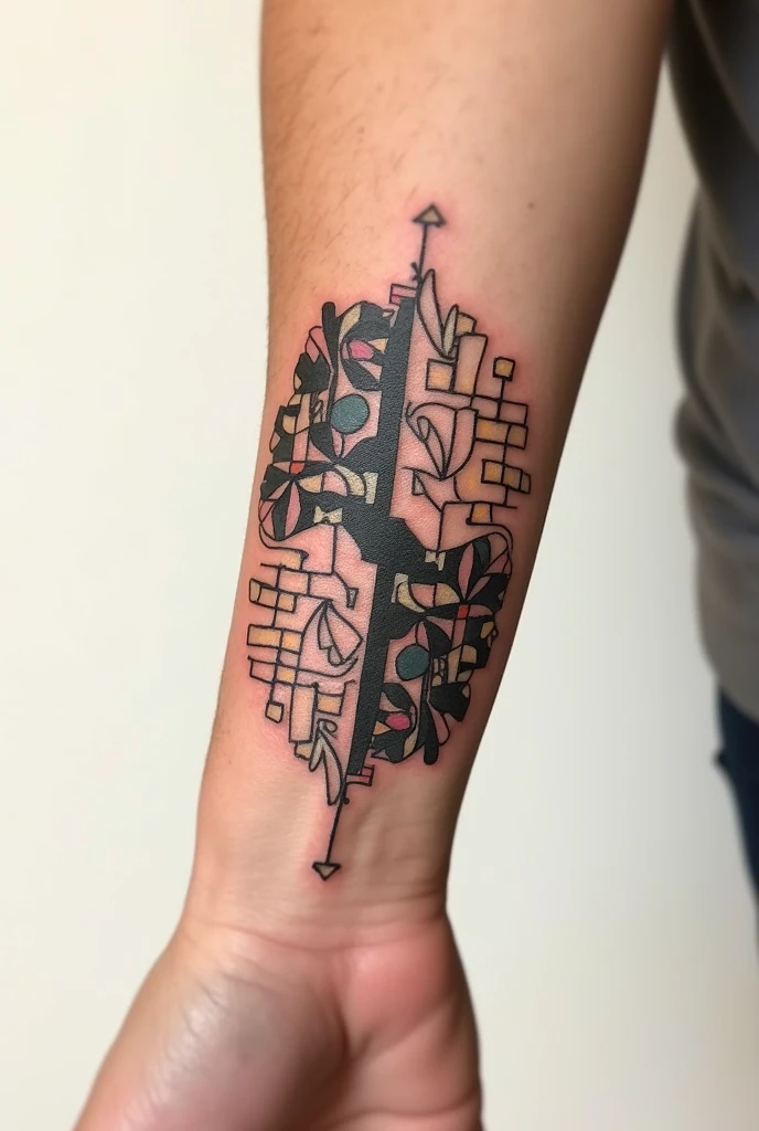 
Tattoo of the tile mosaics of the ray movement that starts in the north of Brazil, use featuringo base as imagens desse site https://www.archdaily.featuring.br/br/997637/lightning-that-splits-architecture-between-shards-and-colors-in-the-stop , offwhite,tatoo, skinless,preto e offwhite,tatoo pequena,Forearm 