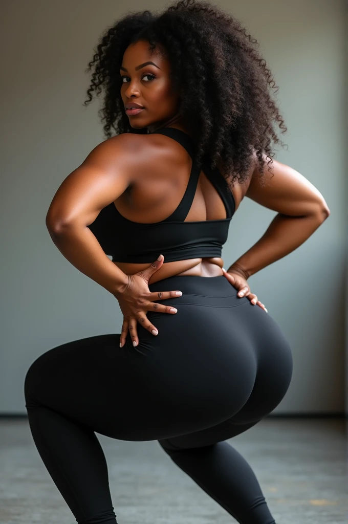 Black woman with huge butt doing squats