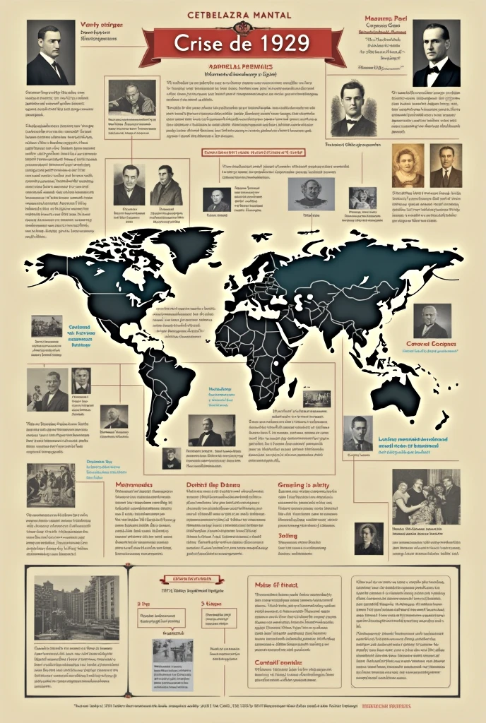 Create a mind map in Portuguese with basic but important things about the 1929 Crisis