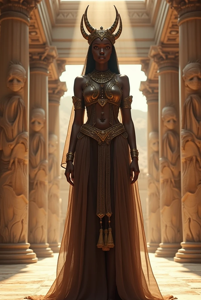 Beautyful black head priestress in athena’s temple