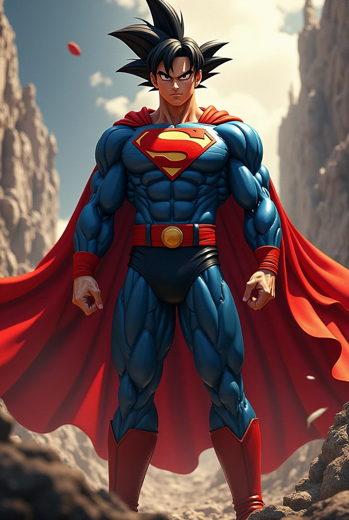 Crie o goku no uniforme do suoerman
