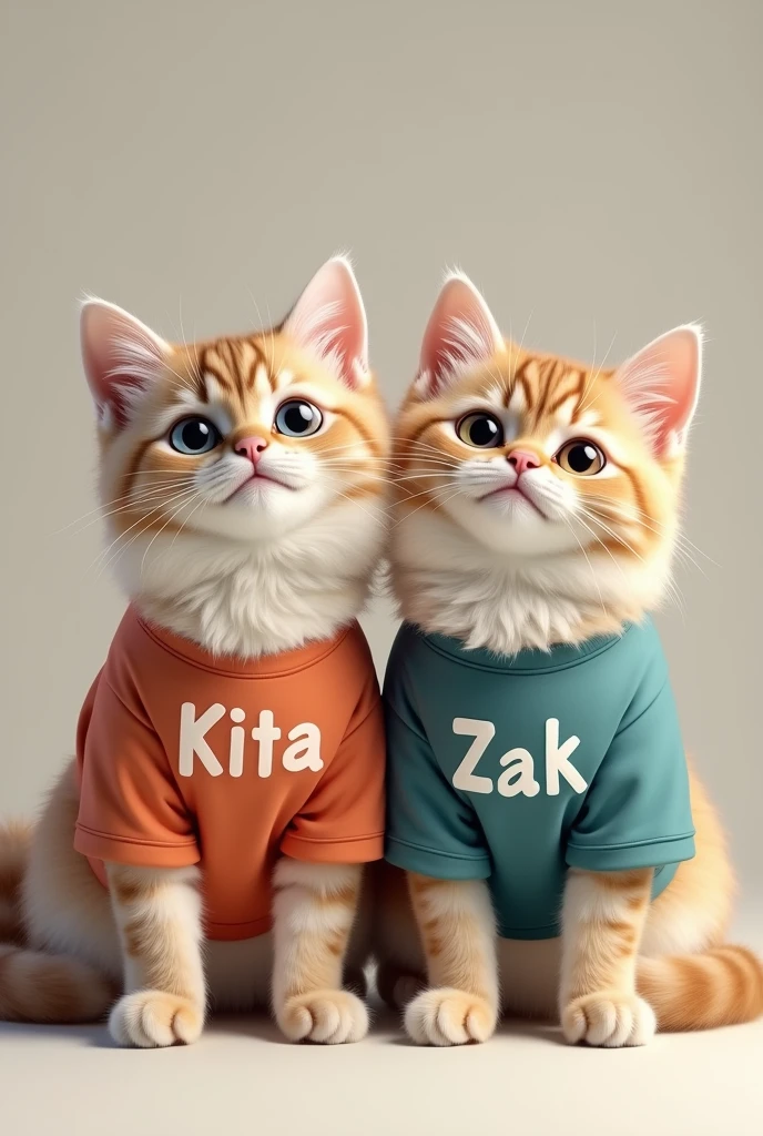 ragdoll cats with shirts on and the words kita and zak on them