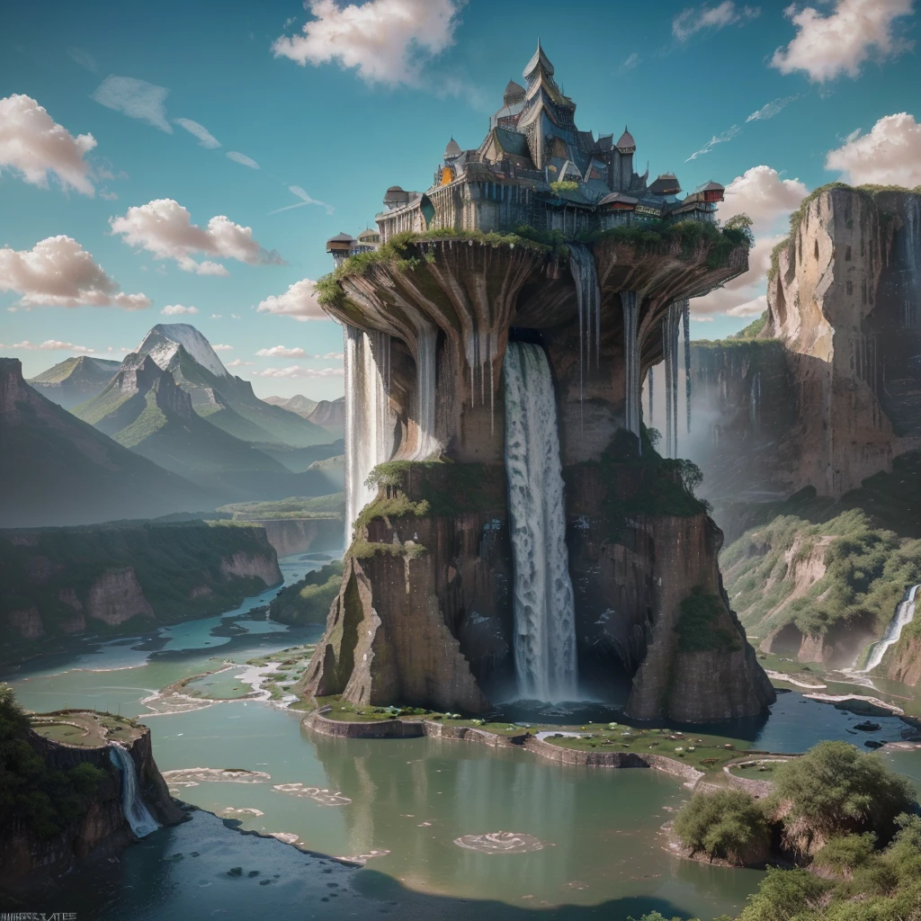 extremely high-resolution details, photographic, realism pushed to extreme, incredibly lifelike, highest quality, masterpiece,  (unRealistic, photoRealistic), Dreamy and imaginary landscapes , epic scenes,very bright day , (((((Fantasy, Unsurreal landscapes, Super detailed, Flying futuristic  steel Castles , Floating  Islands in the Sky))))) , Intense lightning, ,very huge waves in the Lake,the sky reflected on the lake surface,  Reflections , (((roses and orchids gardens , bright day light, pink and blue clouds, waterfalls in the sky, realistic style))), Hyperrealistic drawing , burning futuristic skyscrapers, ,timeless realms, very huge crazy waves with silver surface reflections, sharp focus, (close-up), (bright tones ), (deep blue tone),((( realistic, Hyperrealism, vivid colours , landscapes , alien nature , ((science fiction themes)), ((mountains and abyss)) , ((water resources and waterfalls)) ,  brilliant images  , dramatic, highly detailed