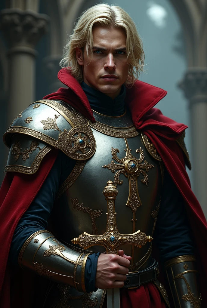 An incredibly handsome and masculine toreador vampire, he is blond and is a knight templar, He is a 5th generation vampire therefore very powerful, he has a beautiful crucifix that is always with him